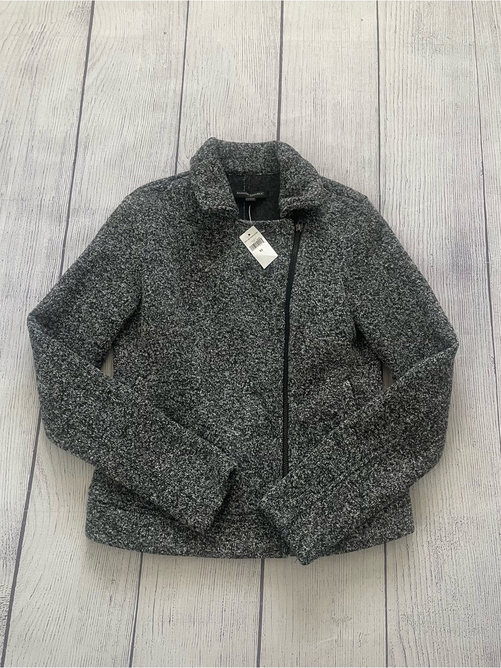Banana Republic Factory Women's Gray Bouclé Zip-Front Jacket Size XS